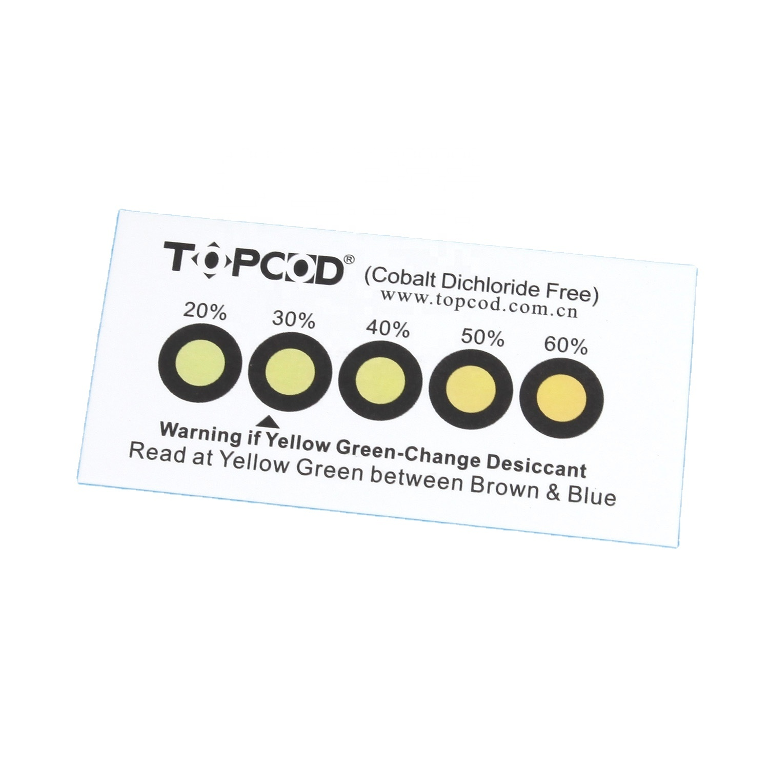 بطاقة مؤشر الرطوبة الخالية من الهالوجين من الأصفر إلى الأخضر والكوبالت